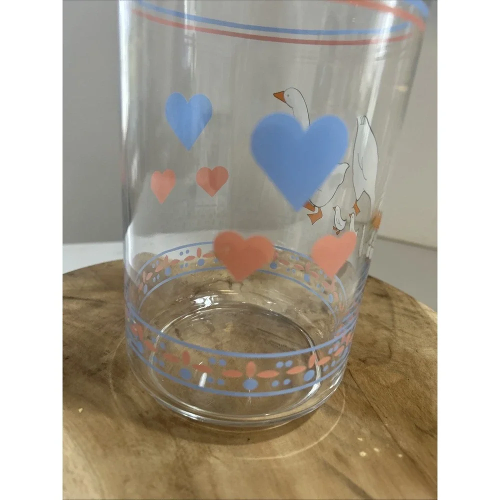 Vintage‎ Luminarc France Tall Apothecary Glass Storage 10.5'' Jar Hearts & Geese